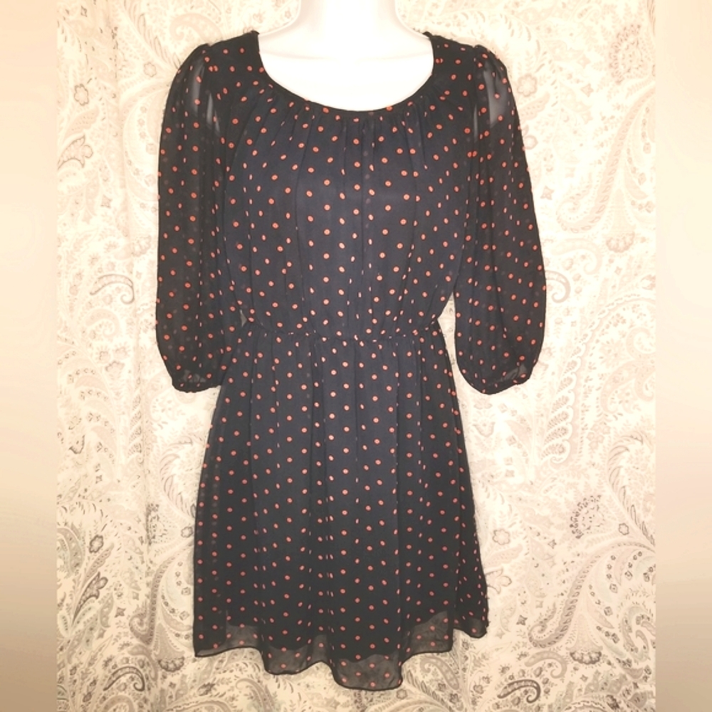 Sweet Storm Navy & Peach Medium Chiffon Dress